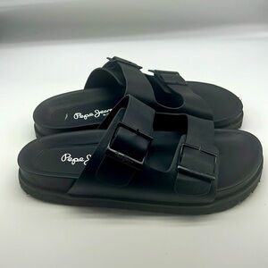 Pepe Jeans - Urban Black 2 Strap Lightweight Birkenstock like Sandals Size 10